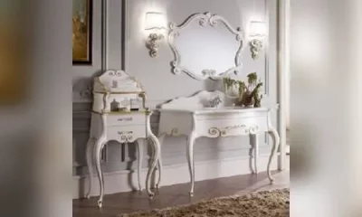 Mobili Di Castello Dante 6120/F11+6126/F11 Комплект Мебели 107,5Х138Х61 См, Мрамор Bianco Cristallino/Декор Bianco Lucido E Foglia Oro adx104454