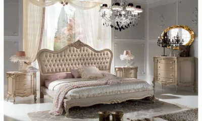Комплект мебели в спальню Vaccari Giovanni Bella Italia (кровать 183*200, 2 тумбы прикроватные, комод, туалетный стол, шкаф 3-х дверный) BV1400/L+BV1409/L