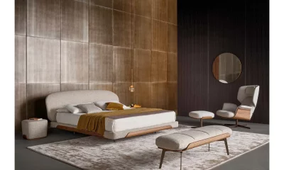 Комплект спальни Bonaldo Olos  (кровать, тумба прикроватная, пуф, банкетка) 436634