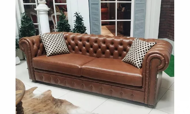 ФЛОРЕНЦИЯ Честер Диван Кожа Lusso Cognac /Leder -